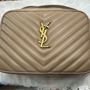 Saint Laurent Lou Leather Camera Bag Dark Beige EUC